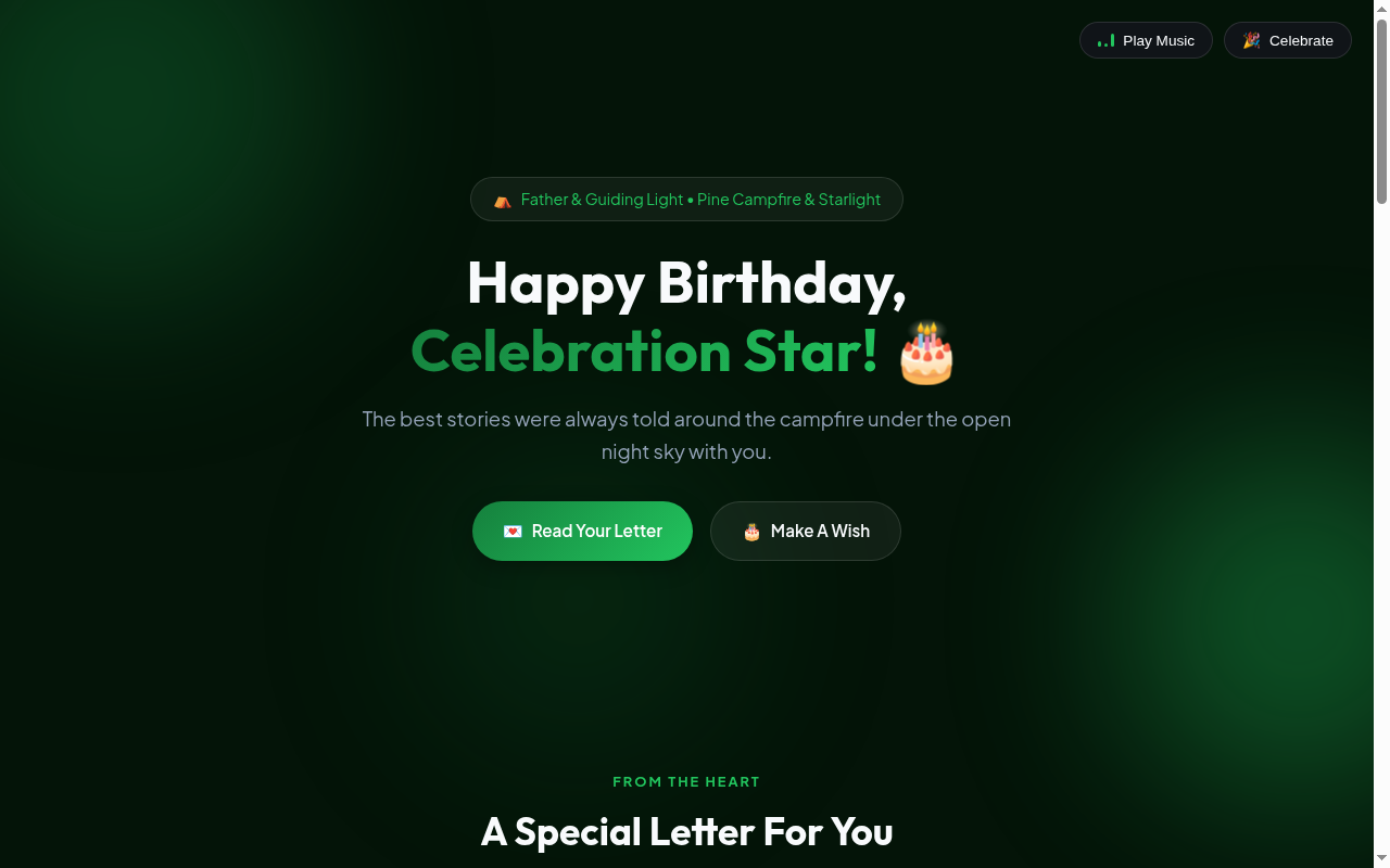 Pine Campfire & Starlight Desktop Screenshot